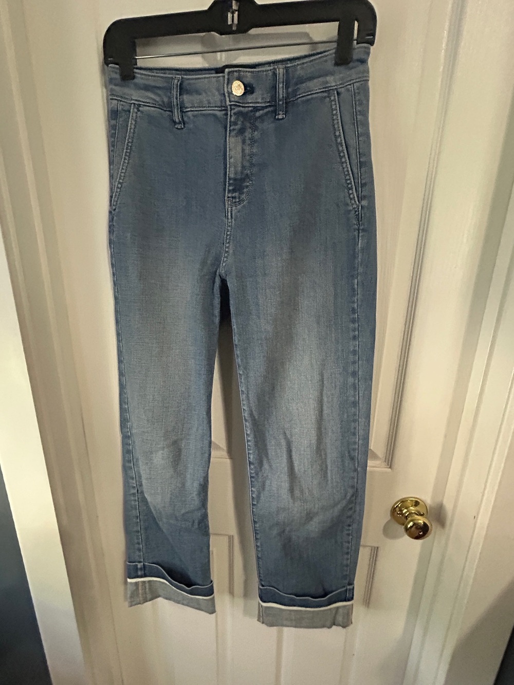 White House Black Market Light Blue Cropped Jeans with Cuffed Hem